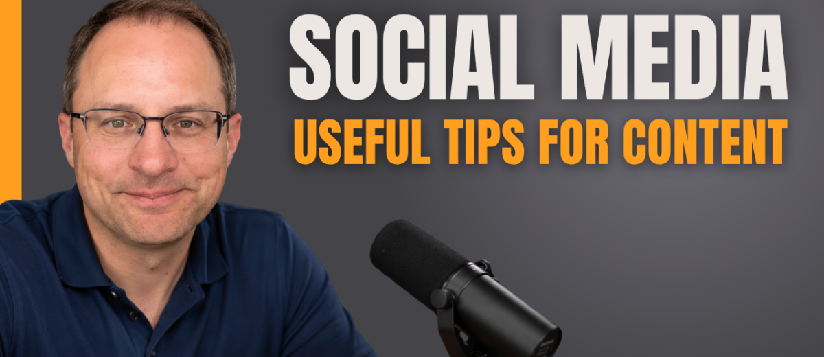 Man with glasses promoting social media tips