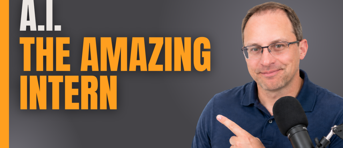 Man pointing, text about intern